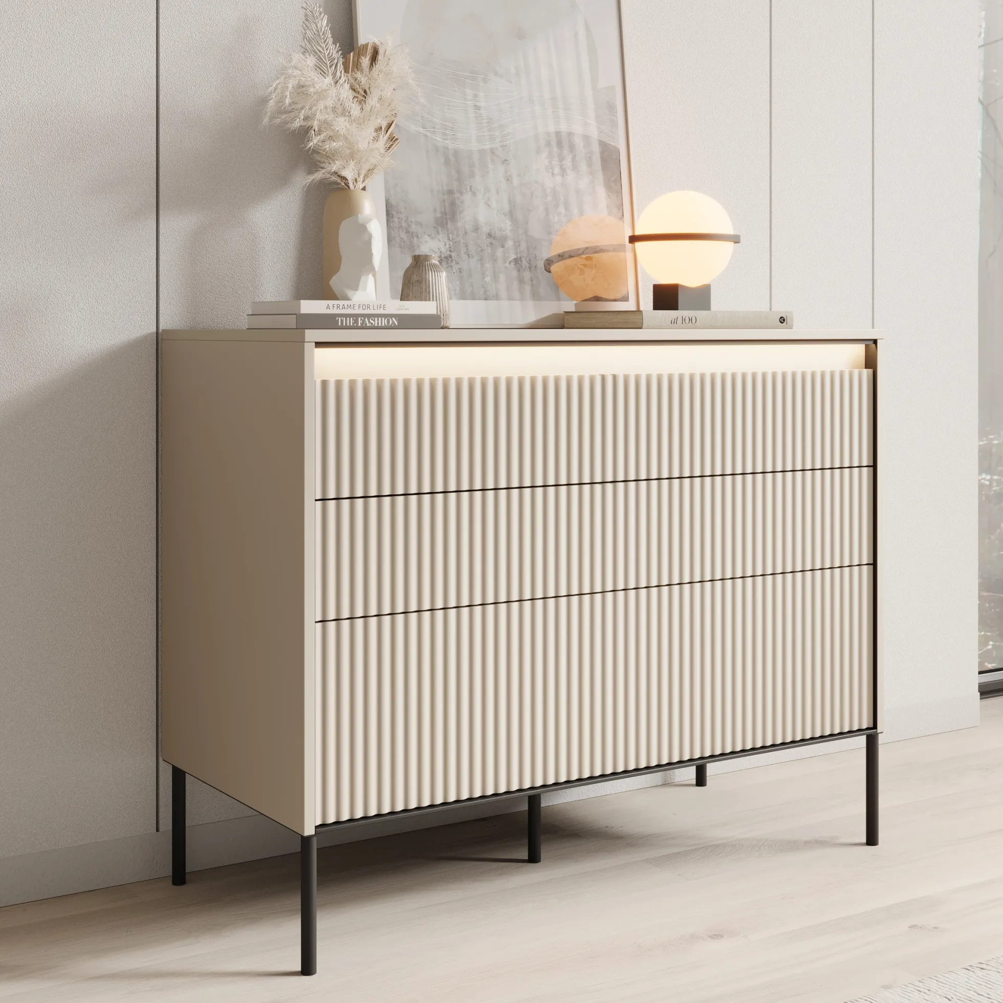 Timoteo - Ladekast - Beige - 104x47x83 cm