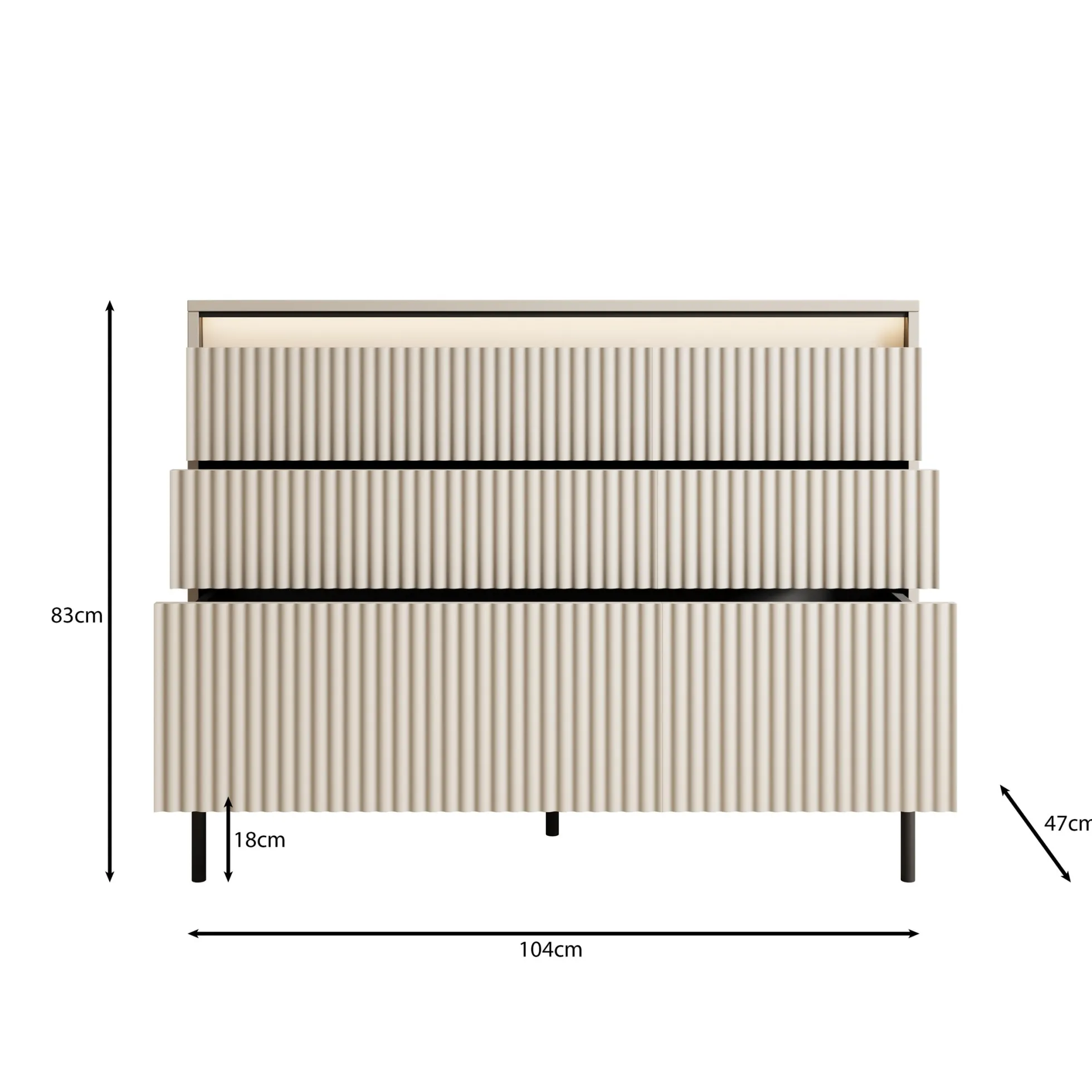 Timoteo - Ladekast - Beige - 104x47x83 cm
