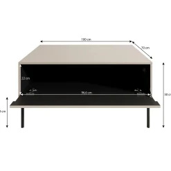 Timoteo - Salontafel met opbergruimte - Beige - 100x70x50 cm