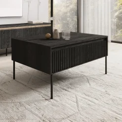Timoteo - Salontafel met opbergruimte - Zwart - 100x70x50 cm