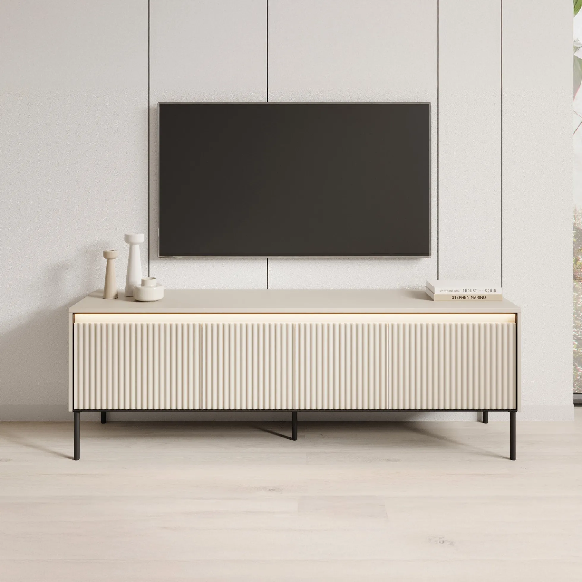 Timoteo - TV-Meubel - Beige - 167x40x56 cm