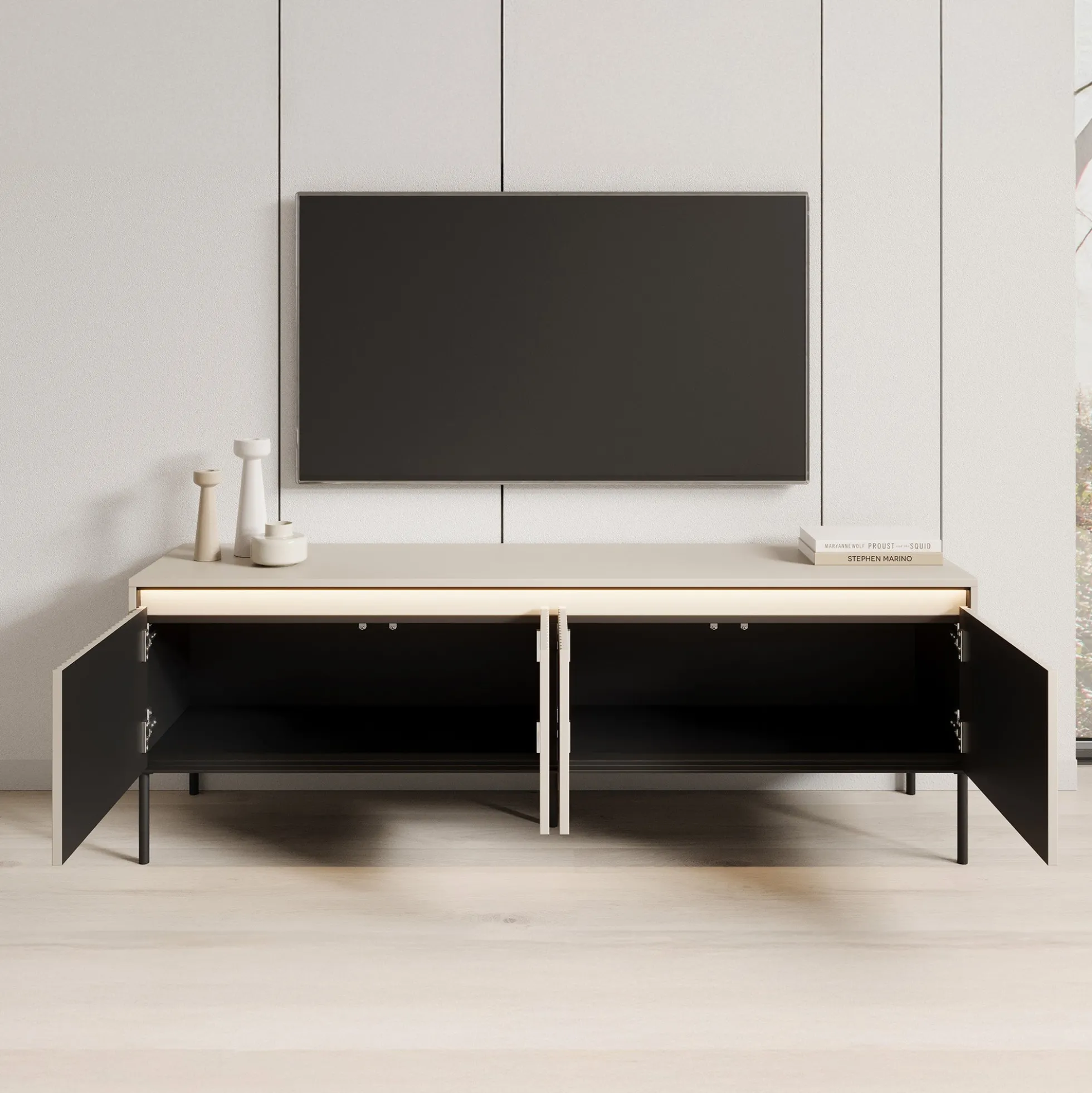 Timoteo - TV-Meubel - Beige - 167x40x56 cm