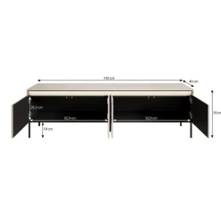 Timoteo - TV-Meubel - Mat zwart - 193x40x56 cm