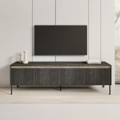 Timoteo - TV-Meubel - Mat zwart - 193x40x56 cm