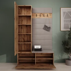 Téllaro - Halkast met deur - Eikenpatroon - 115x38x192 cm