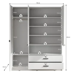 Tobin - Kledingkast 3-deurs - Eiken - 158x55x201 cm