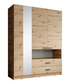 Tobin - Kledingkast 3-deurs - Eiken - 158x55x201 cm