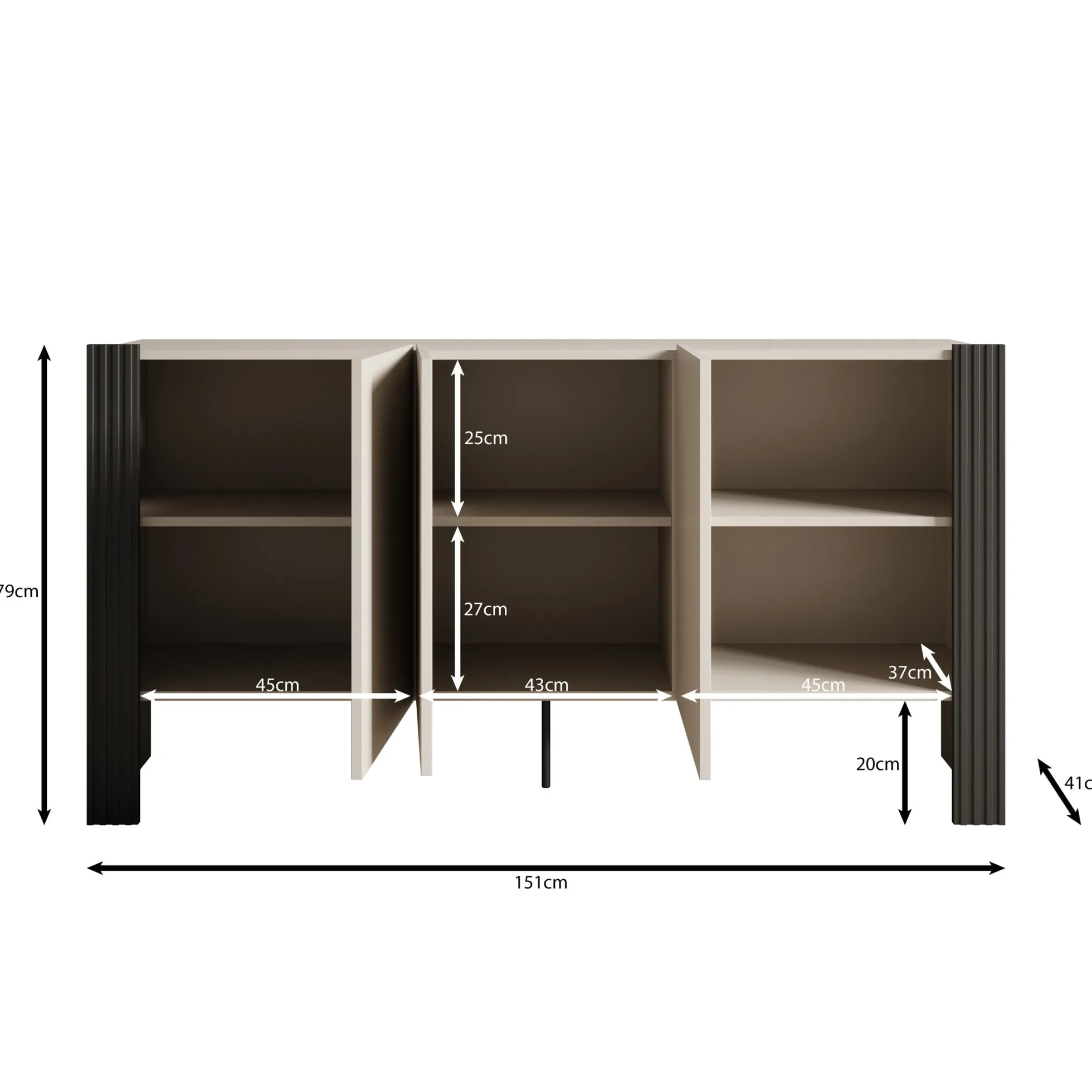 Torevia - Dressoir - Beige - 151x41x79 cm