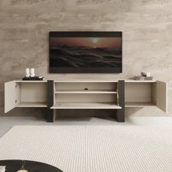Torevia - TV-Meubel - Beige - 200x41x58 cm