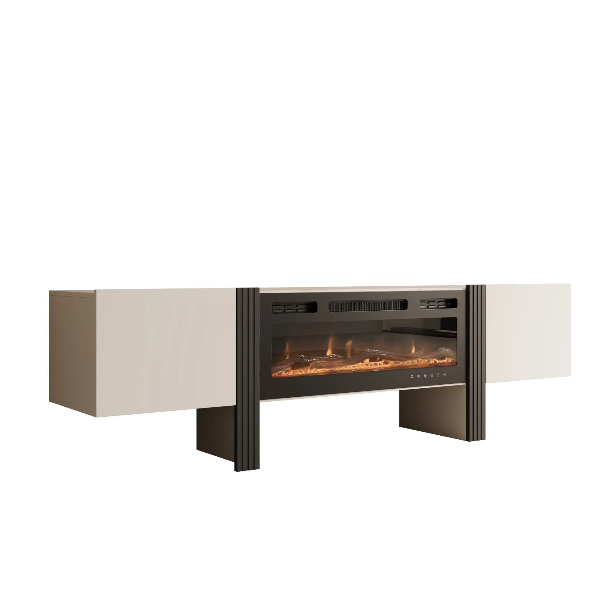 Torevia - TV-Meubel met sfeerhaard - Beige - 200x41x58 cm