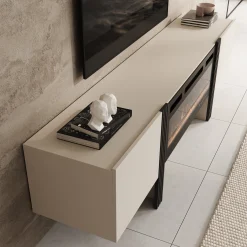 Torevia - TV-Meubel met sfeerhaard - Beige - 200x41x58 cm