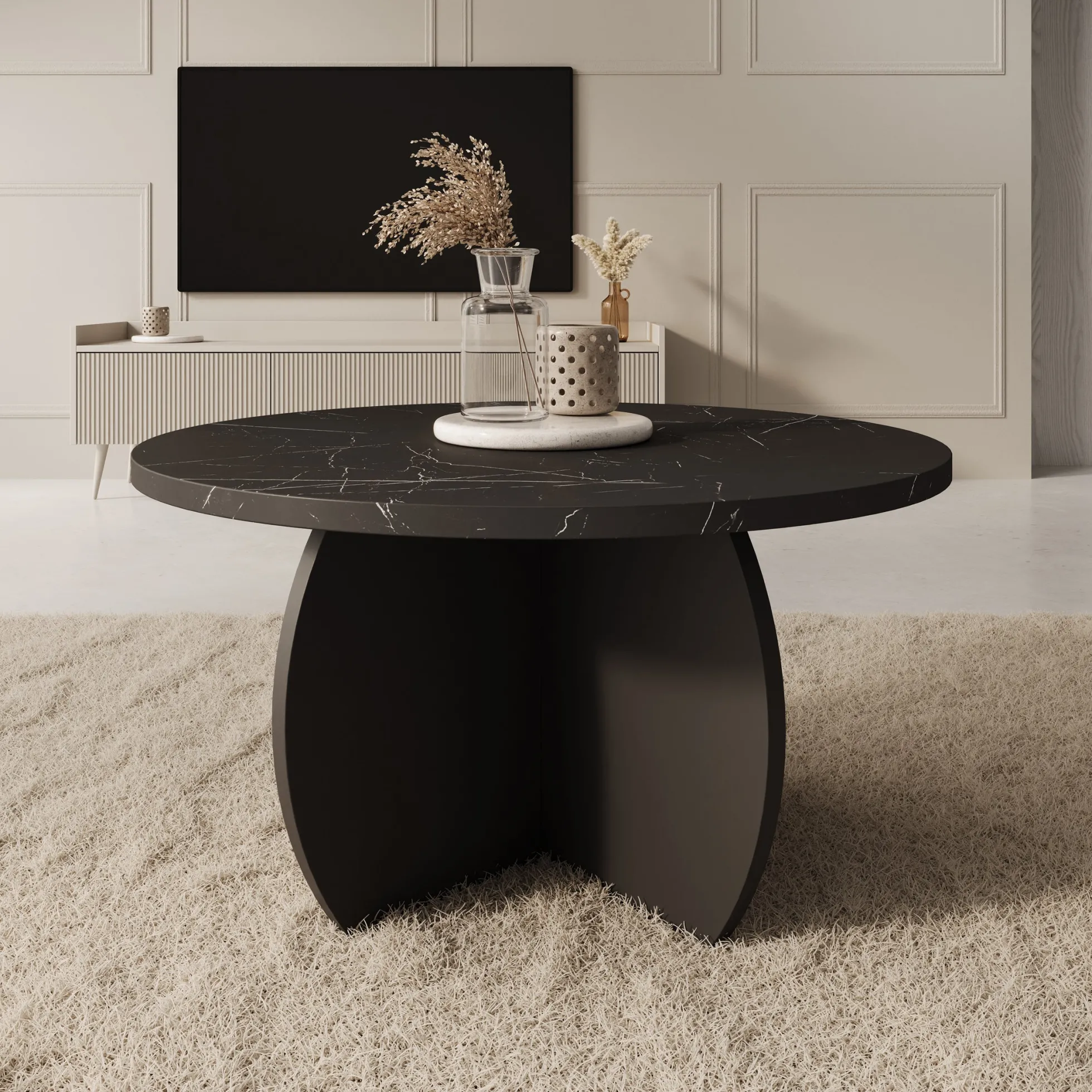 Trada - Salontafel - Zwart marmerlook - 74x74x40 cm