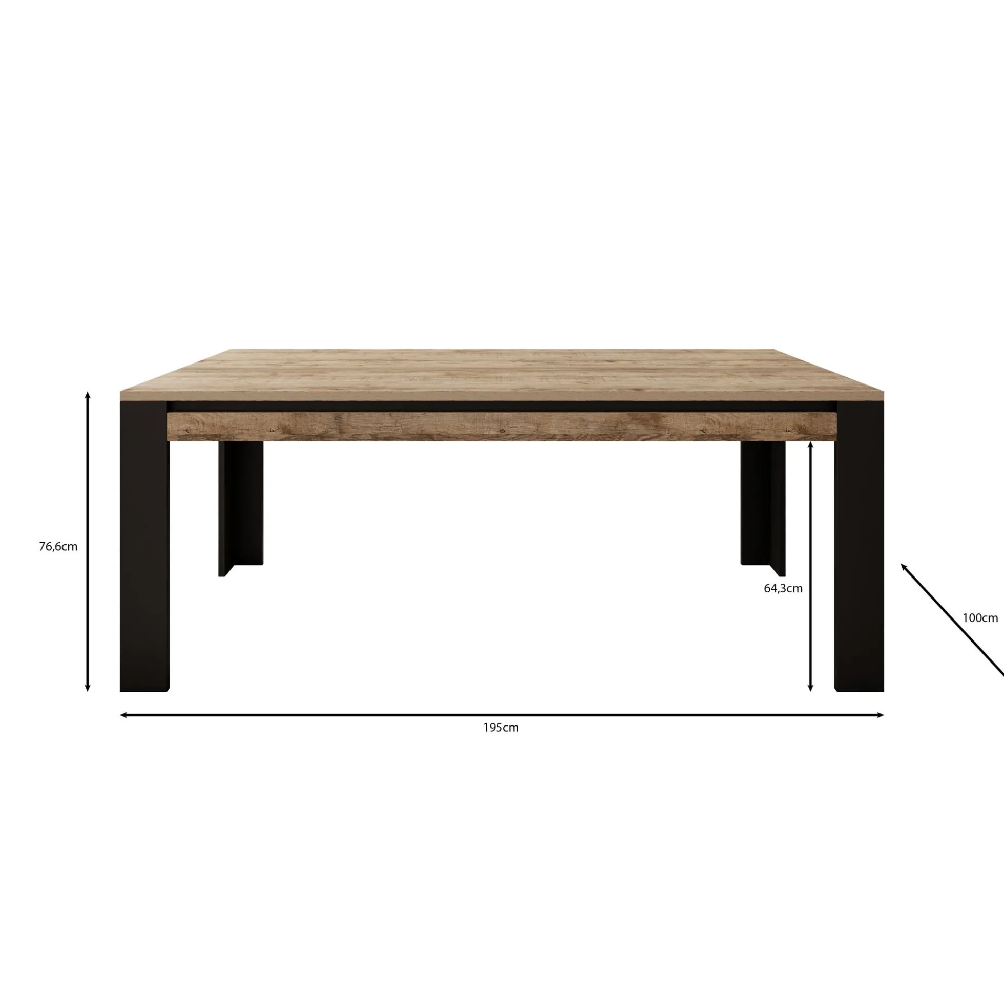 Trinidad - Eetkamertafel - Eikenlook - 195x100x77 cm