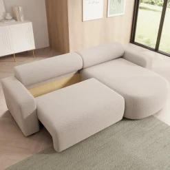 Tripp - Hoekbank 3-zits met slaapfunctie - Stof beige - Universeel