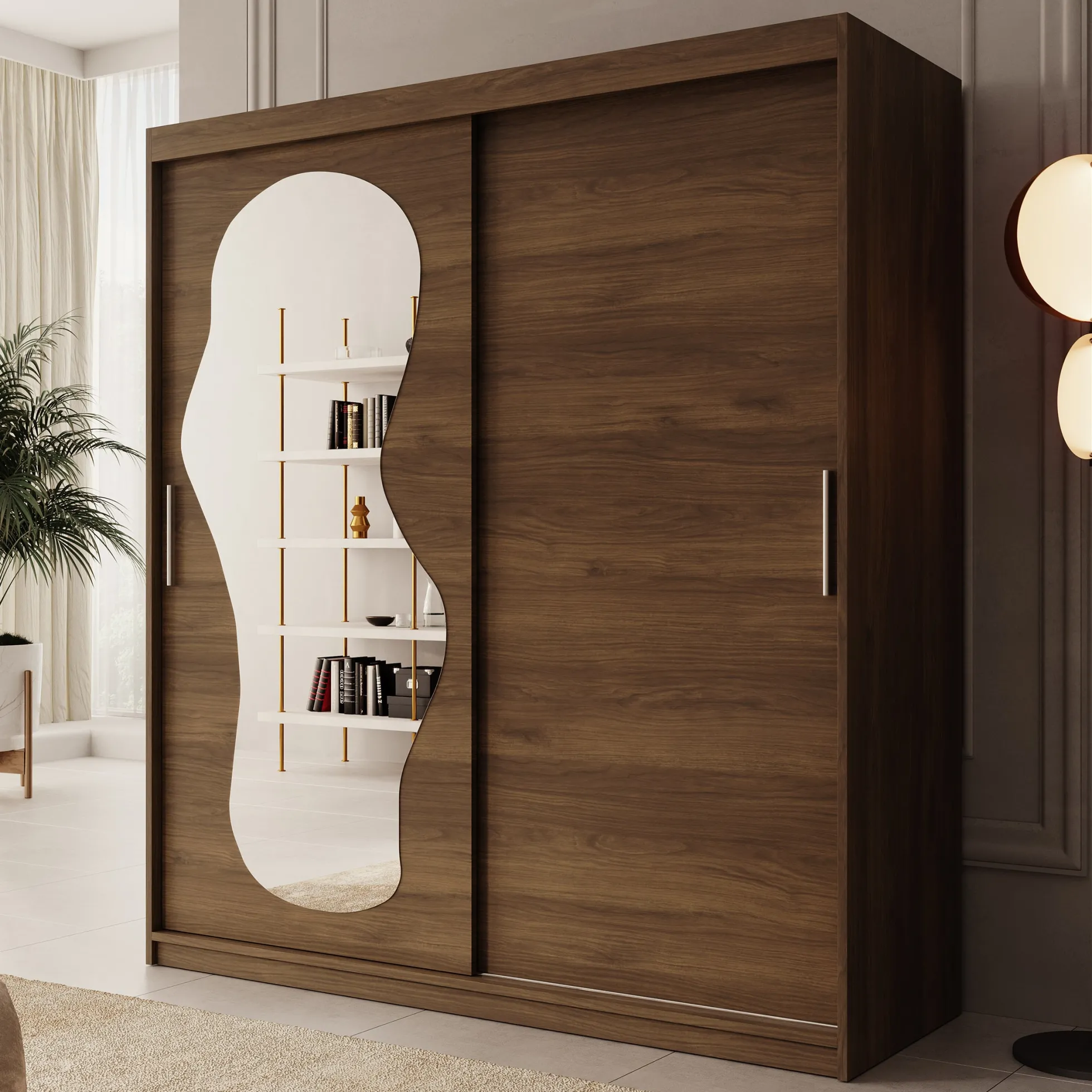 Ulysses - Kledingkast met schuifdeuren - Walnootpatroon - 180x62x200 c