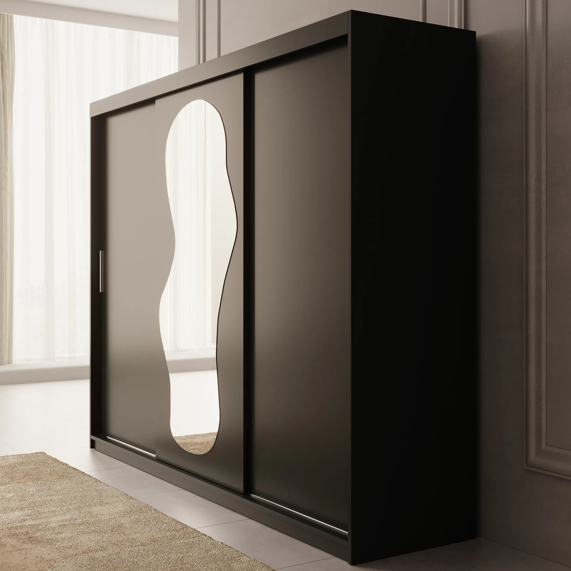 Ulysses - Kledingkast met schuifdeuren - Zwart - 250x62x200 cm