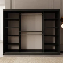 Ulysses - Kledingkast met schuifdeuren - Zwart - 250x62x200 cm