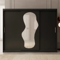 Ulysses - Kledingkast met schuifdeuren - Zwart - 250x62x200 cm
