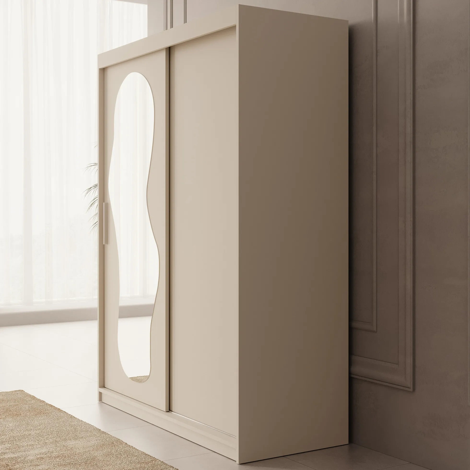 Ulysses - Kledingkast met schuifdeuren - Beige - 150x62x200 cm