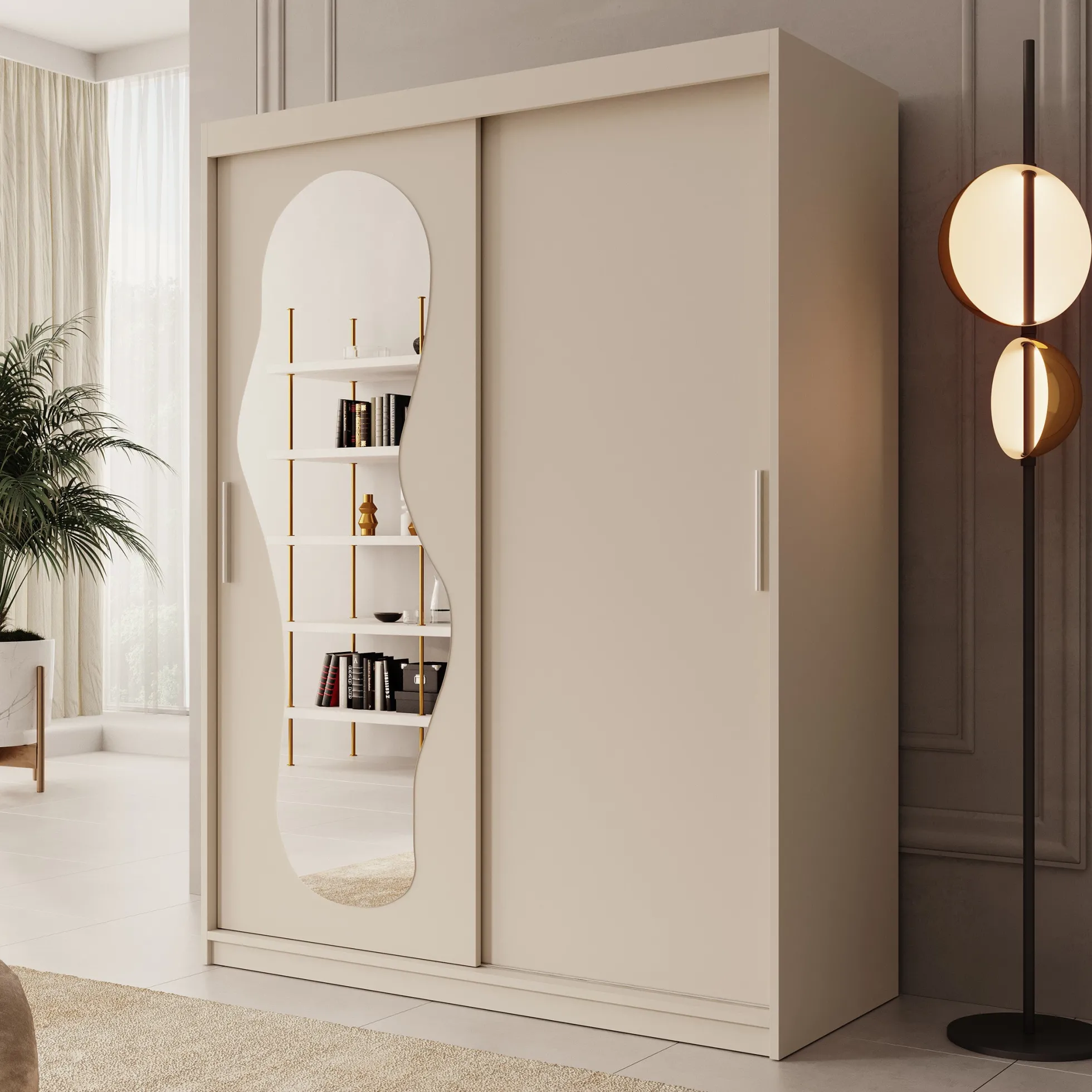 Ulysses - Kledingkast met schuifdeuren - Beige - 150x62x200 cm