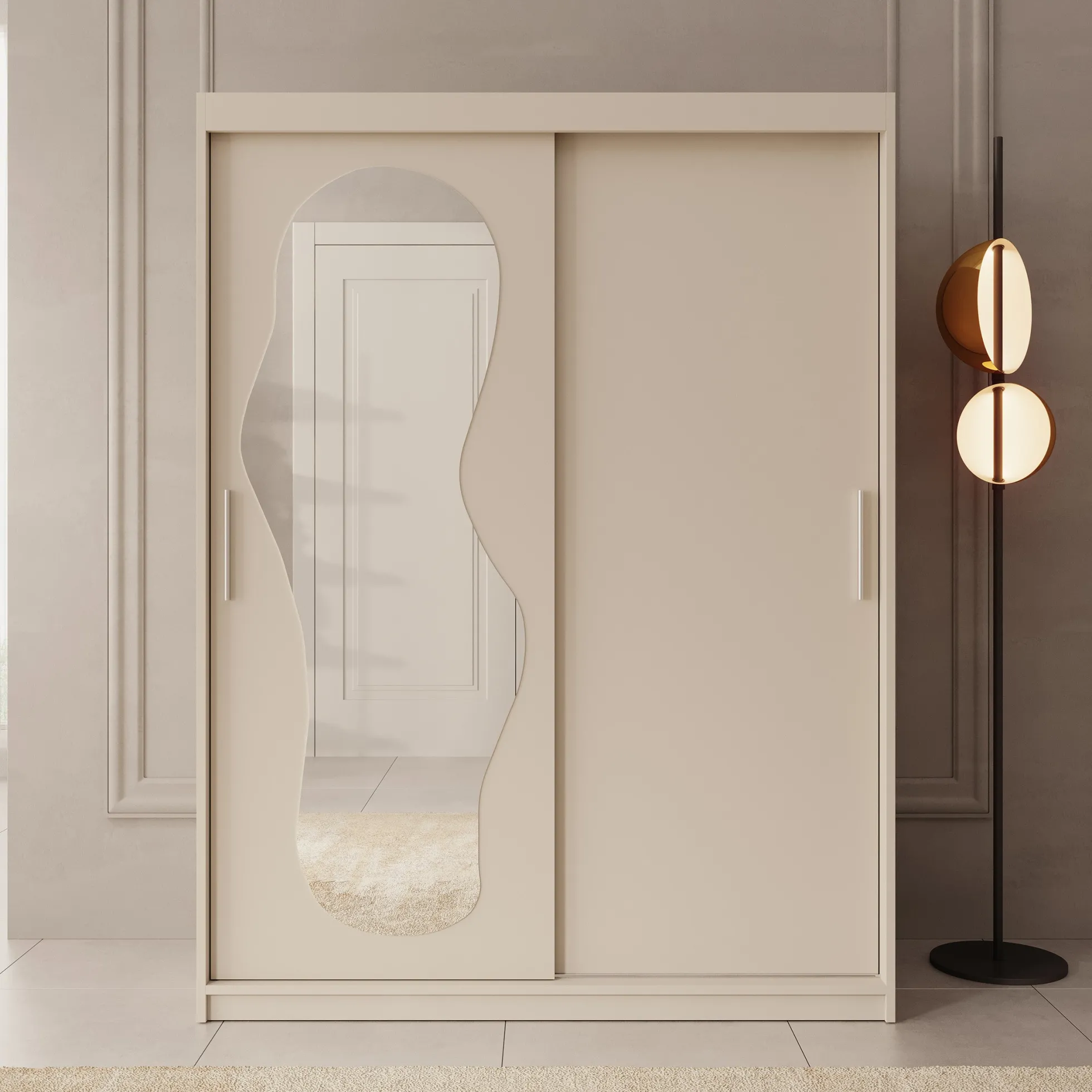 Ulysses - Kledingkast met schuifdeuren - Beige - 150x62x200 cm
