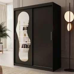 Ulysses - Kledingkast met schuifdeuren - Zwart - 150x62x200 cm