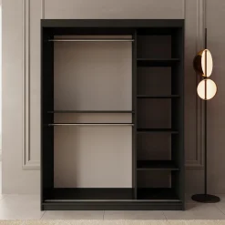 Ulysses - Kledingkast met schuifdeuren - Zwart - 150x62x200 cm