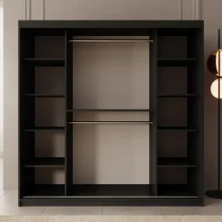 Ulysses - Kledingkast met schuifdeuren - Zwart - 200x62x200 cm