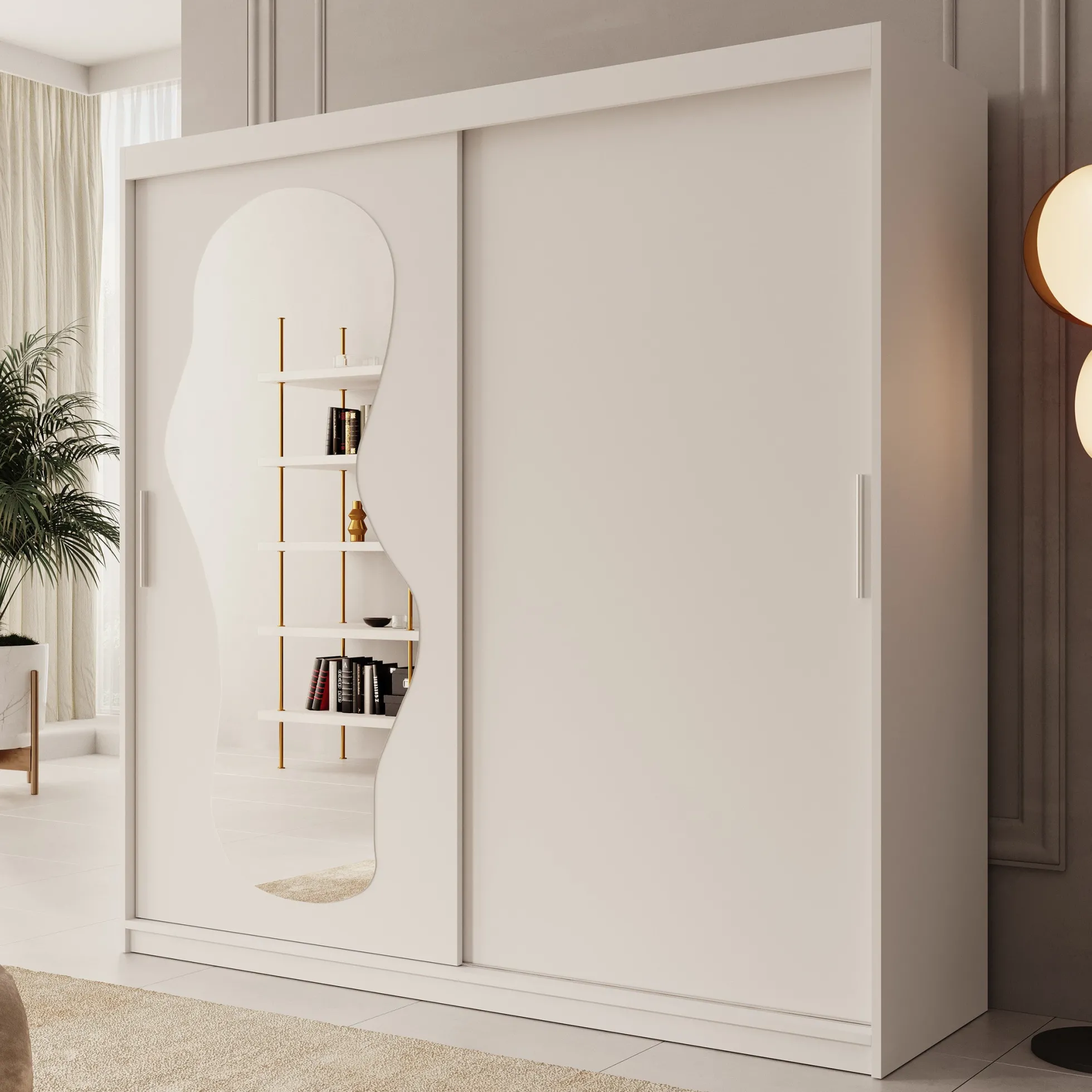 Ulysses - Kledingkast met schuifdeuren - Wit - 200x62x200 cm