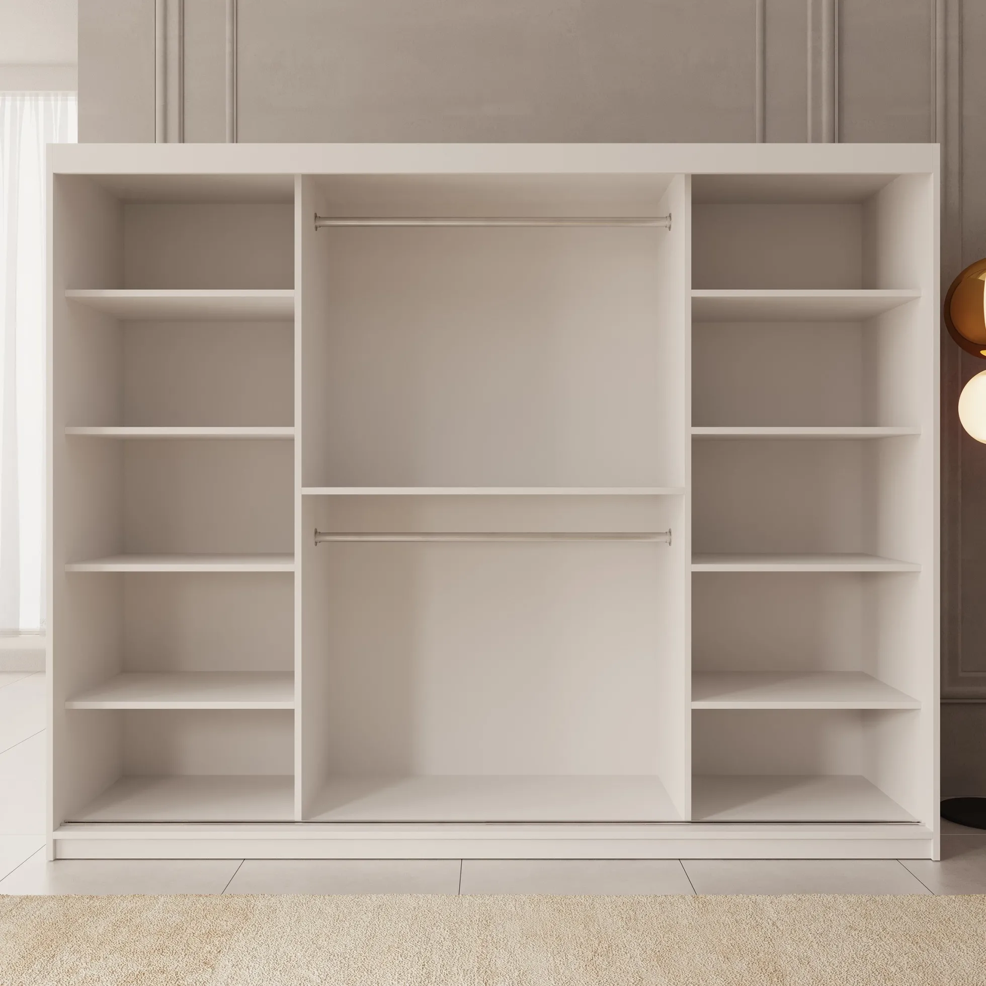 Ulysses - Kledingkast met schuifdeuren - Wit - 250x62x200 cm