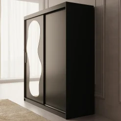 Ulysses - Kledingkast met schuifdeuren - Zwart - 180x62x200 cm