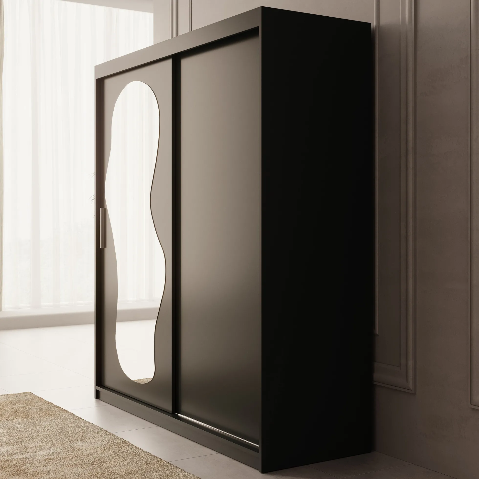 Ulysses - Kledingkast met schuifdeuren - Zwart - 180x62x200 cm