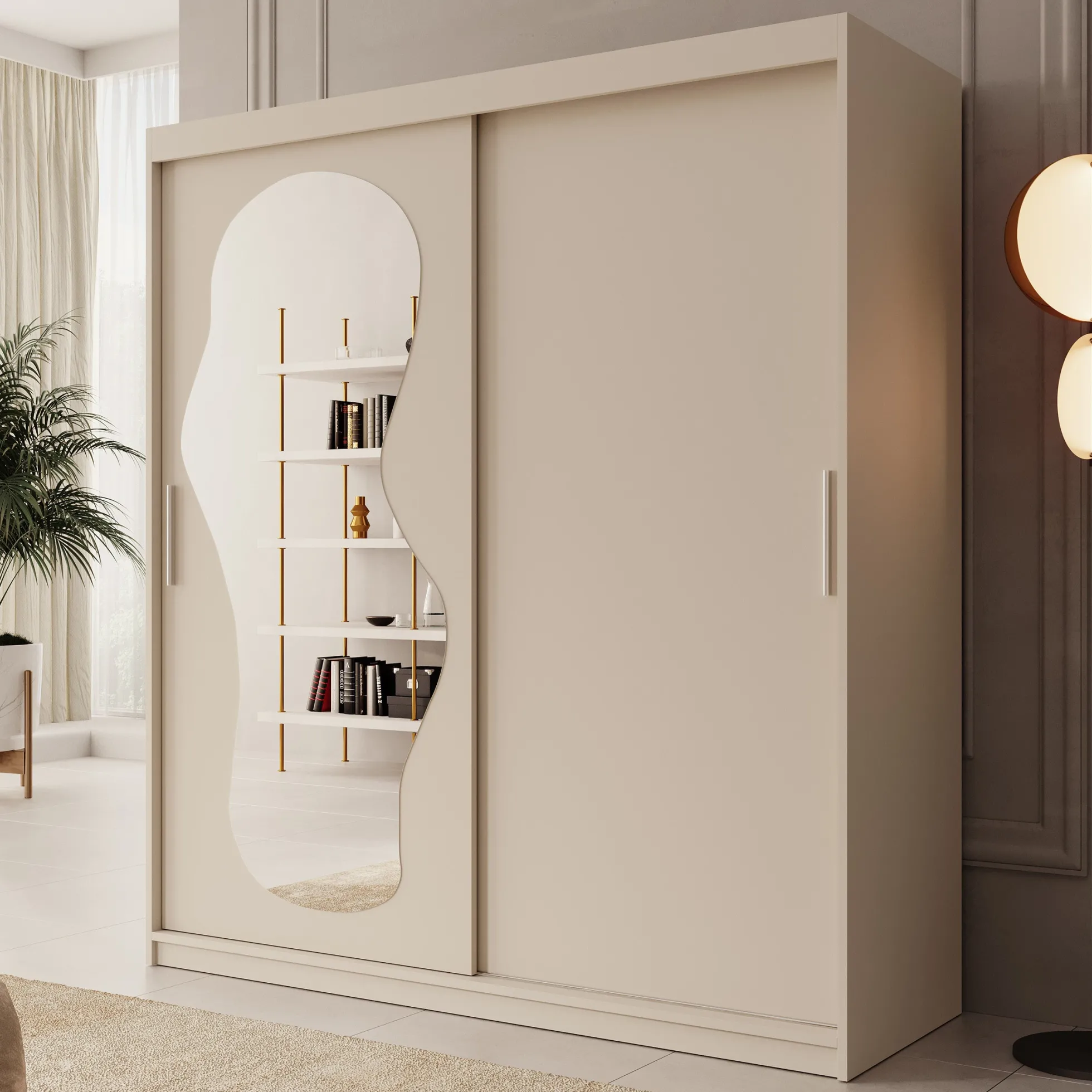 Ulysses - Kledingkast met schuifdeuren - Beige - 180x62x200 cm