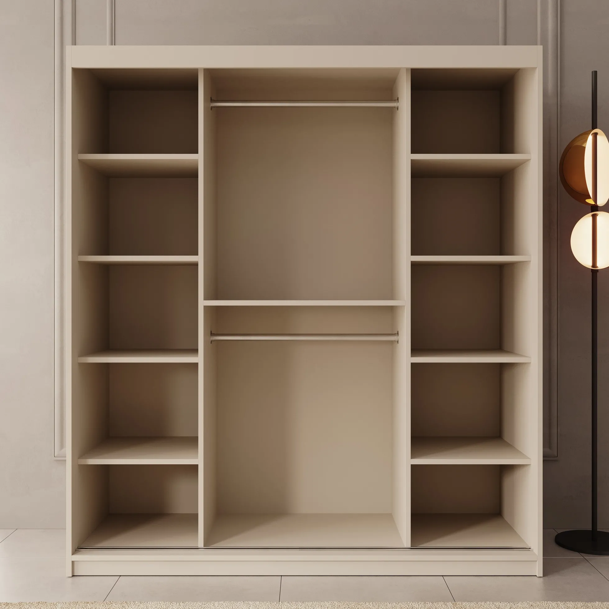 Ulysses - Kledingkast met schuifdeuren - Beige - 180x62x200 cm