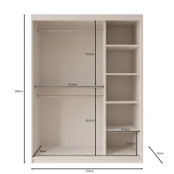 Ulysses - Kledingkast met schuifdeuren - Wit - 150x62x200 cm