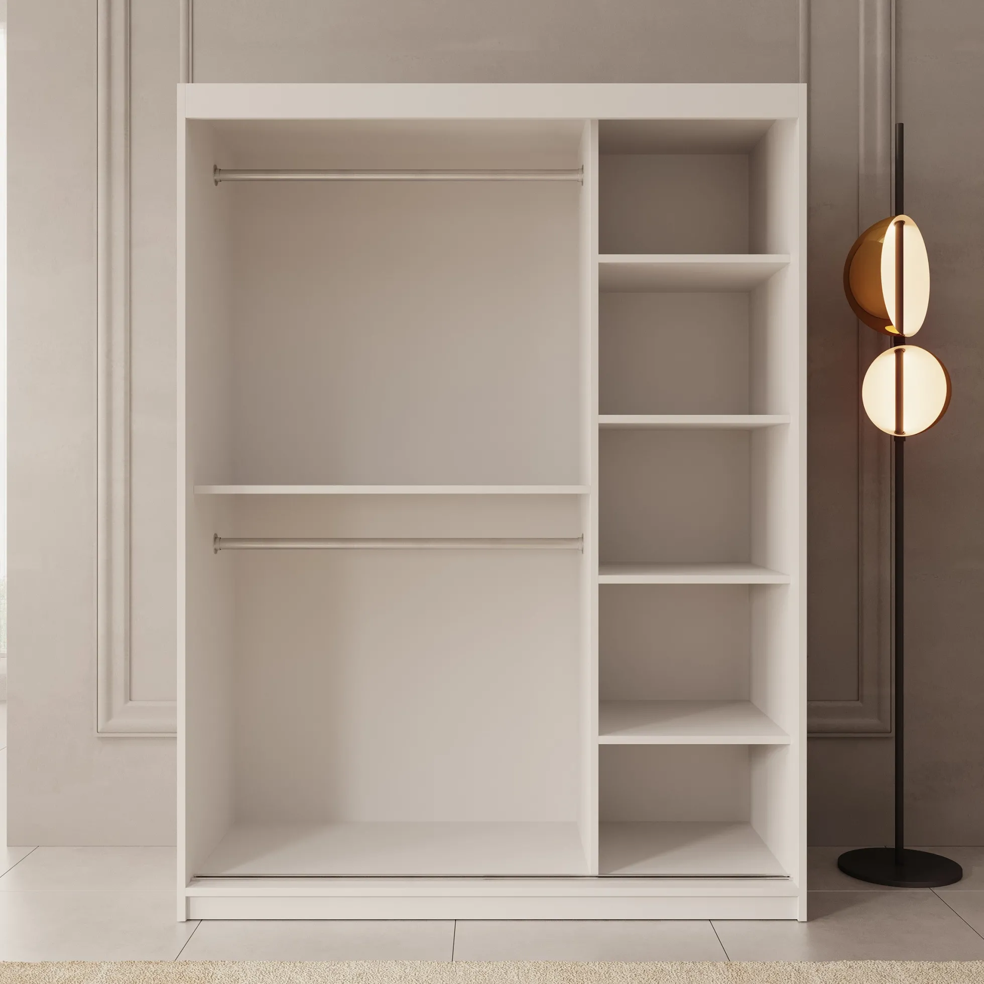 Ulysses - Kledingkast met schuifdeuren - Wit - 150x62x200 cm