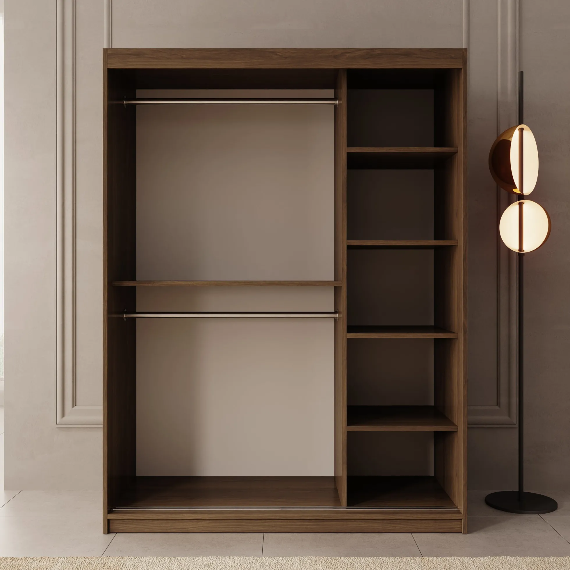 Ulysses - Kledingkast met schuifdeuren - Walnootpatroon - 150x62x200 c