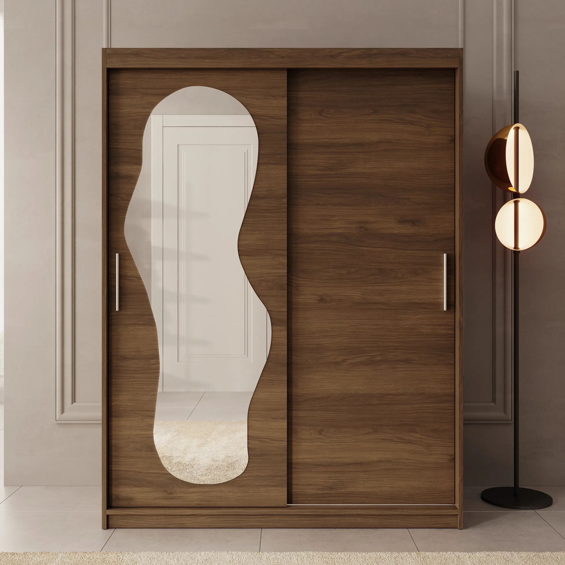 Ulysses - Kledingkast met schuifdeuren - Walnootpatroon - 150x62x200 c