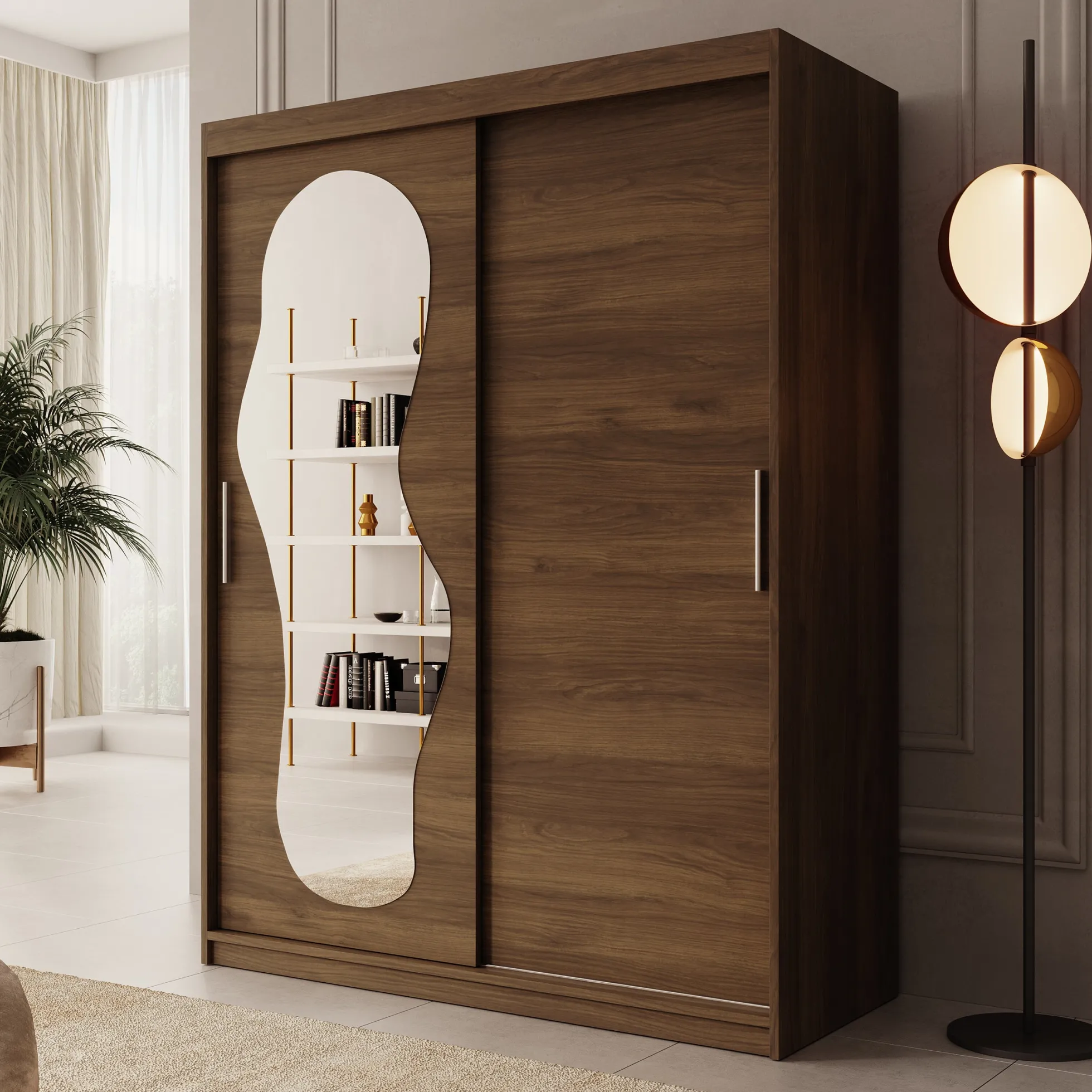 Ulysses - Kledingkast met schuifdeuren - Walnootpatroon - 150x62x200 c