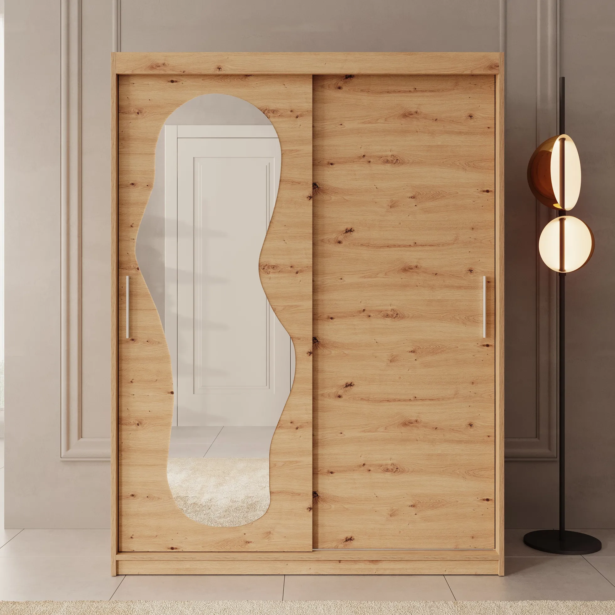 Ulysses - Kledingkast met schuifdeuren - Eiken - 150x62x200 cm
