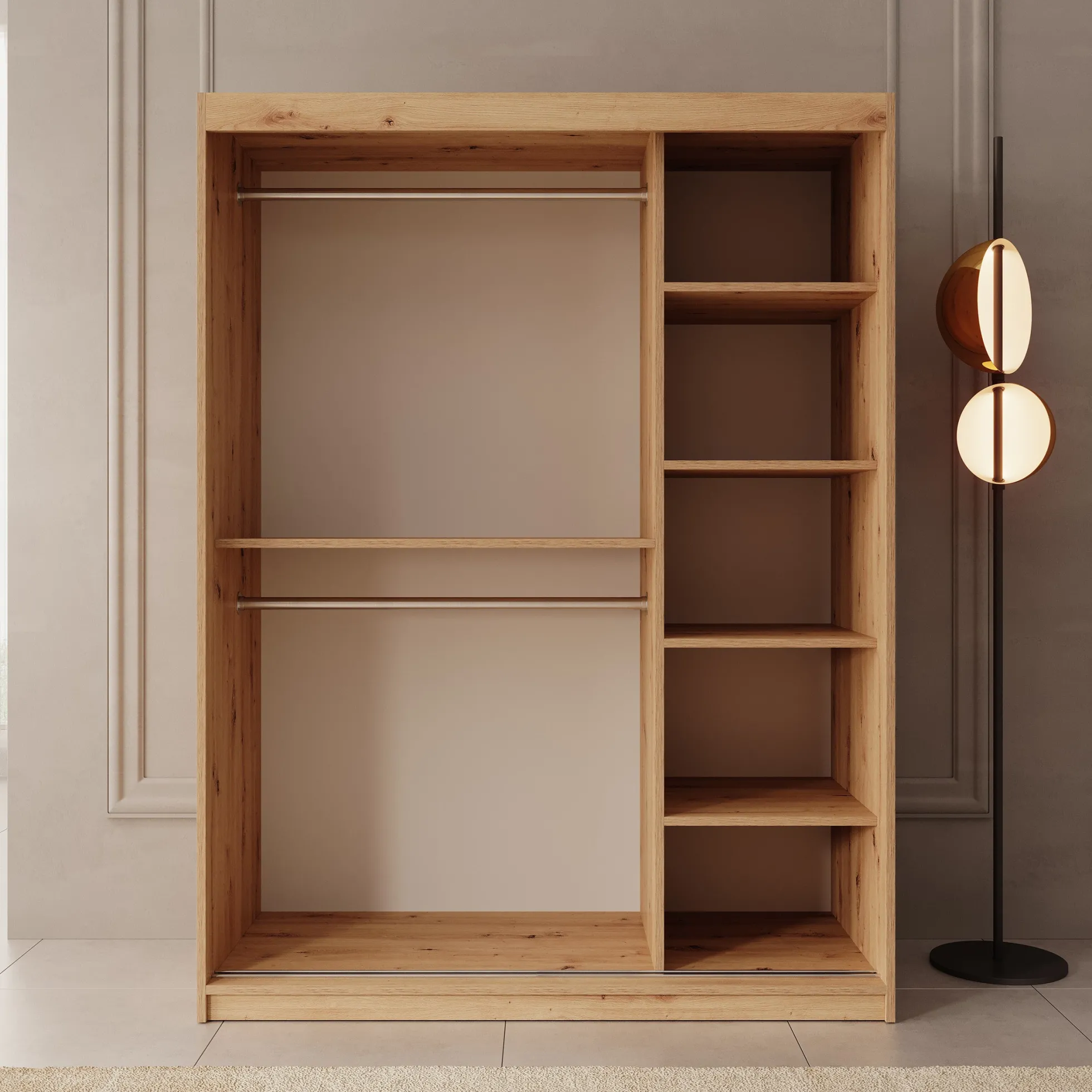 Ulysses - Kledingkast met schuifdeuren - Eiken - 150x62x200 cm