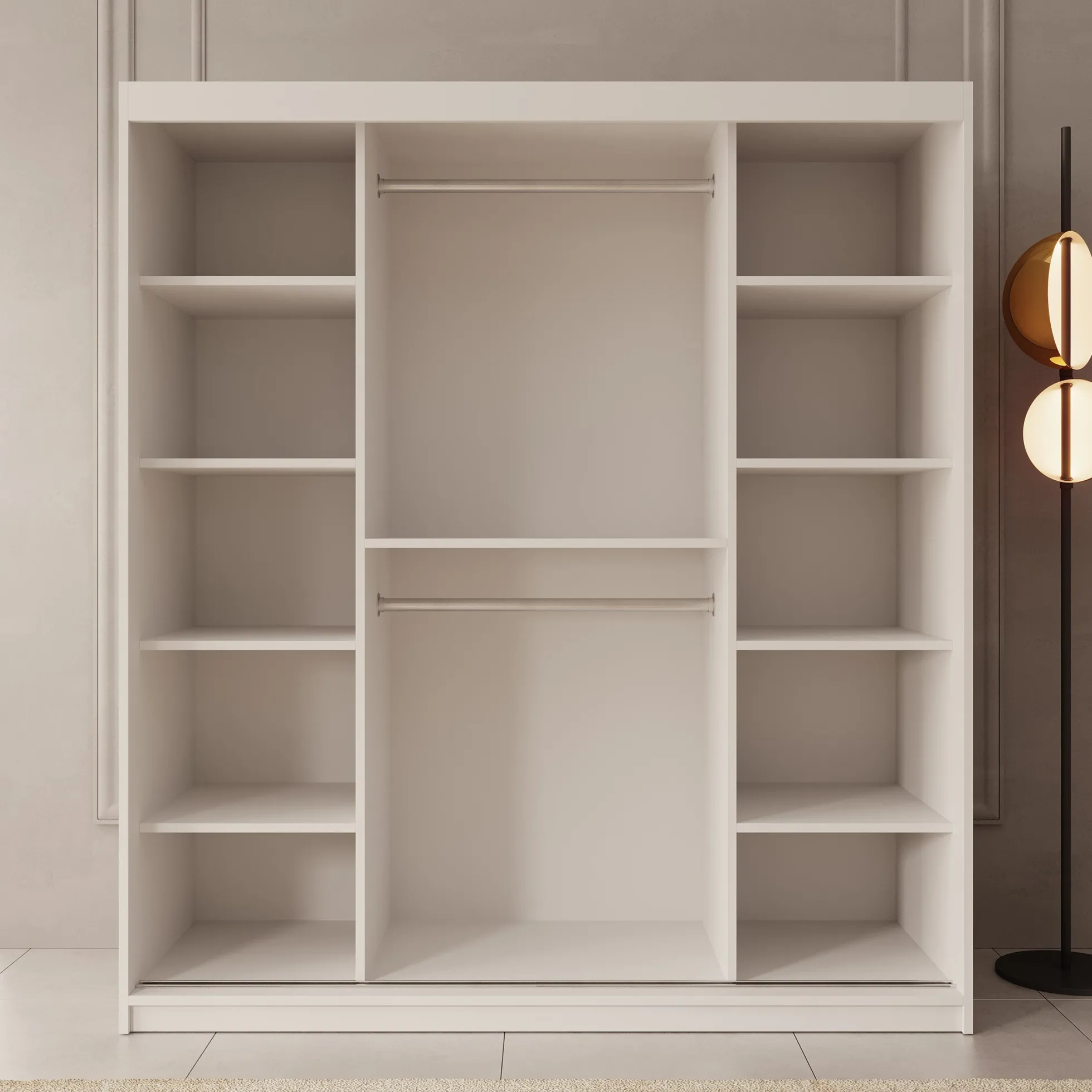 Ulysses - Kledingkast met schuifdeuren - Wit - 180x62x200 cm