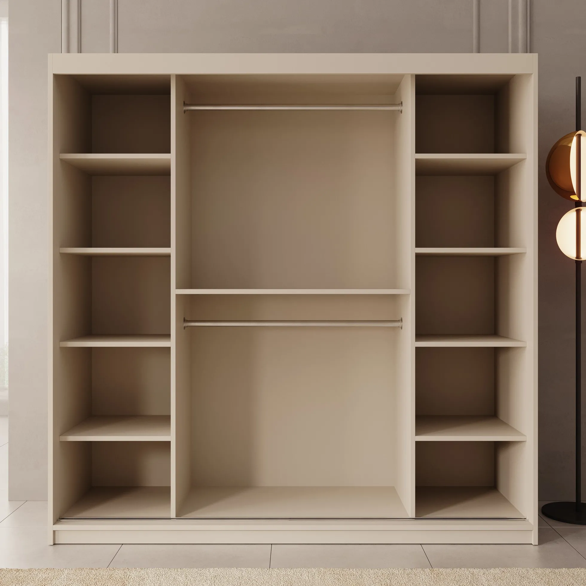 Ulysses - Kledingkast met schuifdeuren - Beige - 200x62x200 cm