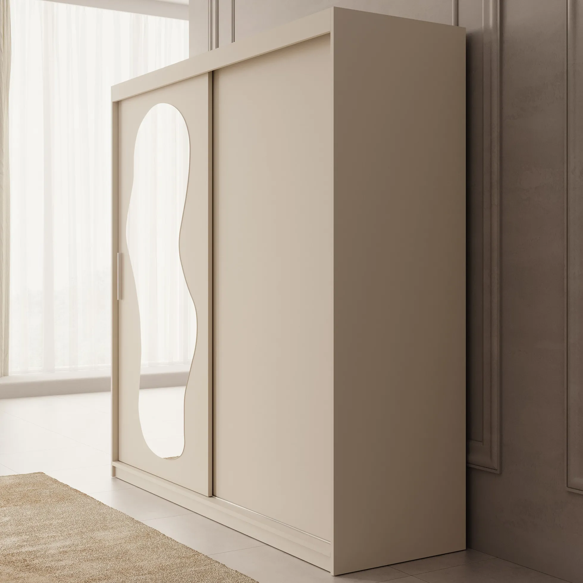 Ulysses - Kledingkast met schuifdeuren - Beige - 200x62x200 cm