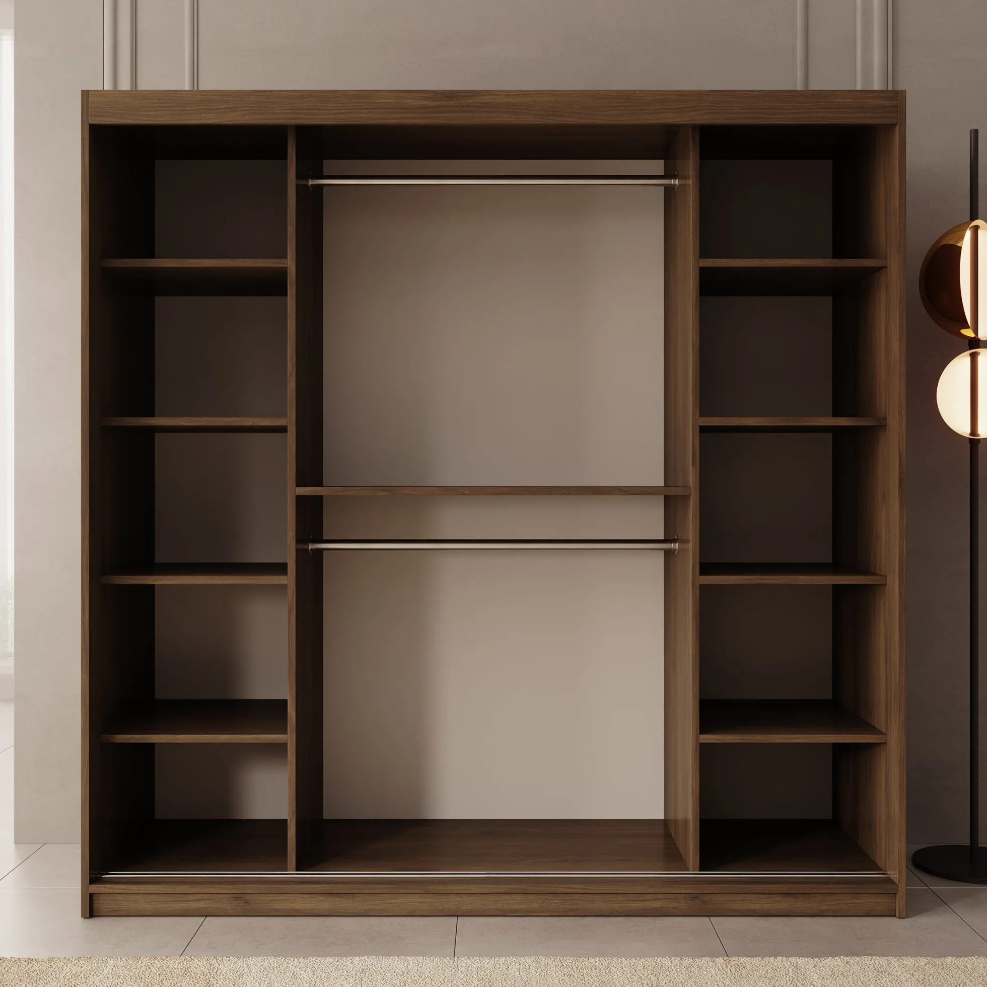 Ulysses - Kledingkast met schuifdeuren - Walnootpatroon - 200x62x200 c