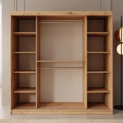 Ulysses - Kledingkast met schuifdeuren - Eiken - 200x62x200 cm