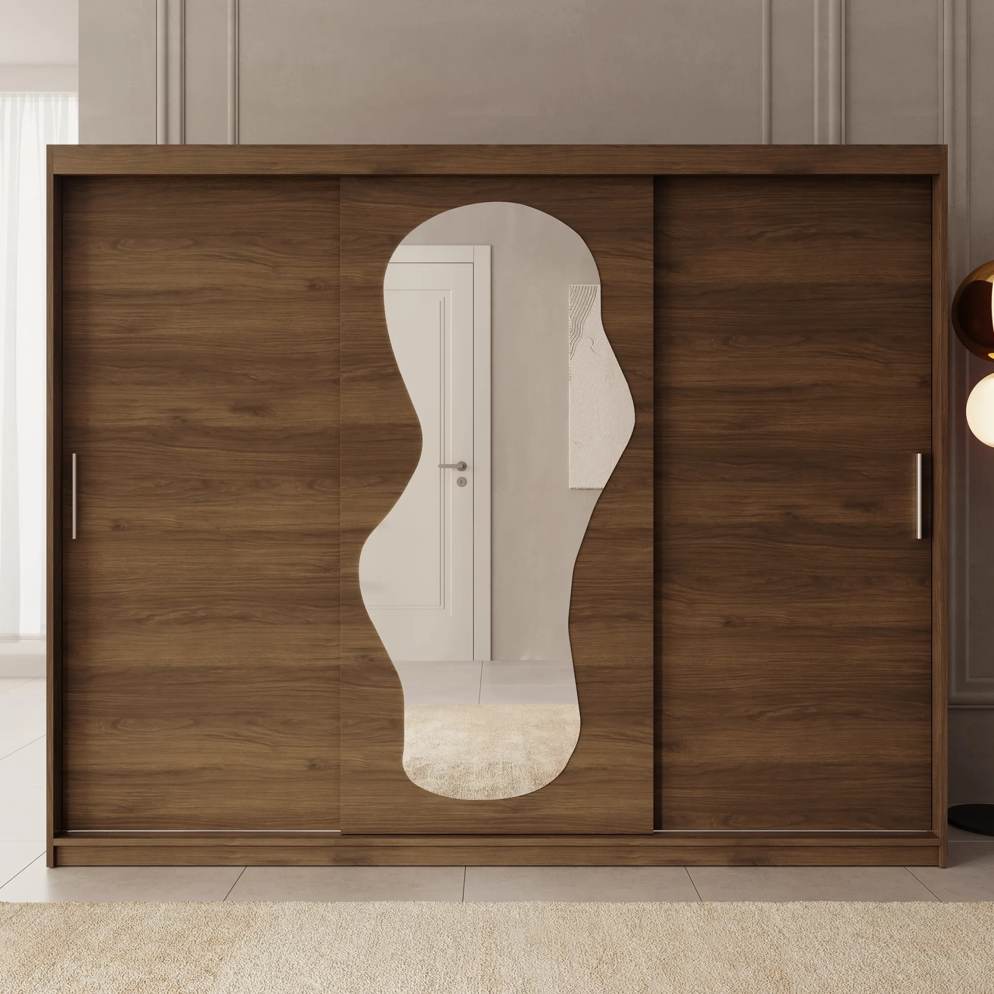Ulysses -Kledingkast met schuifdeuren - Walnootpatroon - 250x62x200 cm