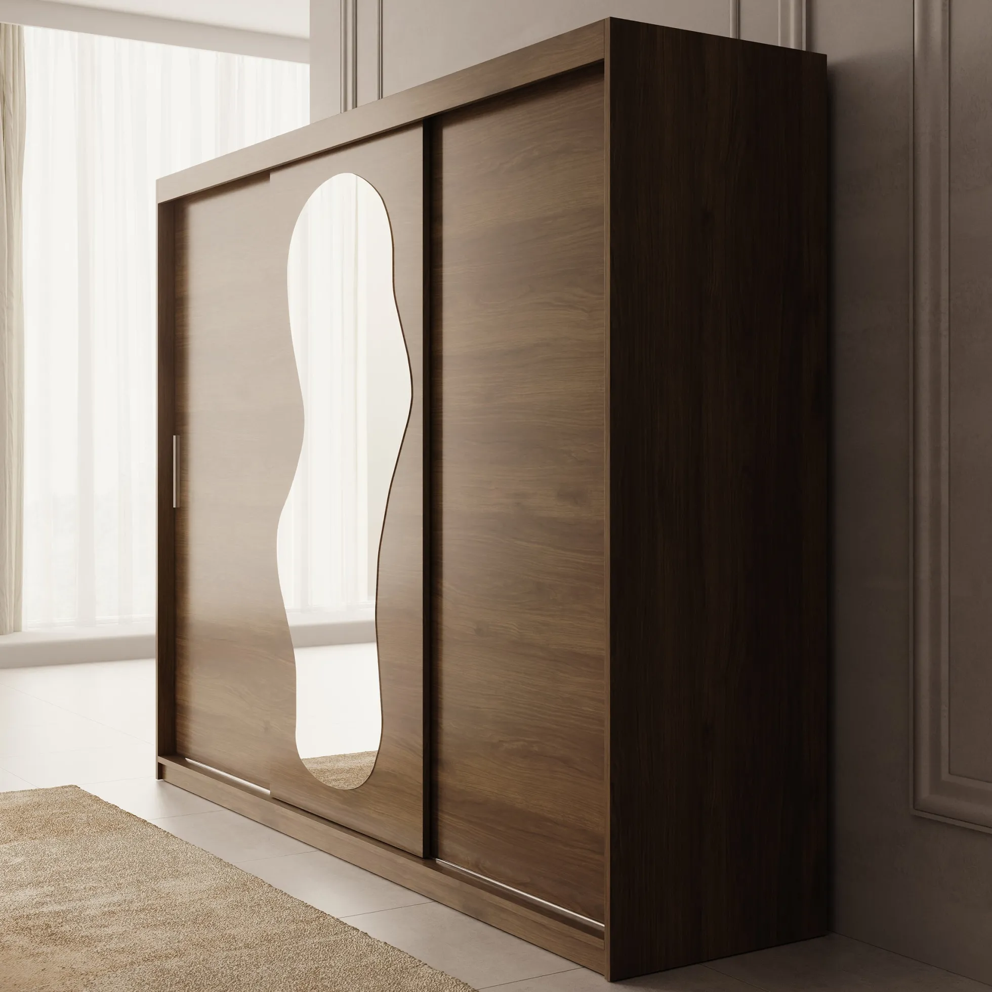 Ulysses -Kledingkast met schuifdeuren - Walnootpatroon - 250x62x200 cm