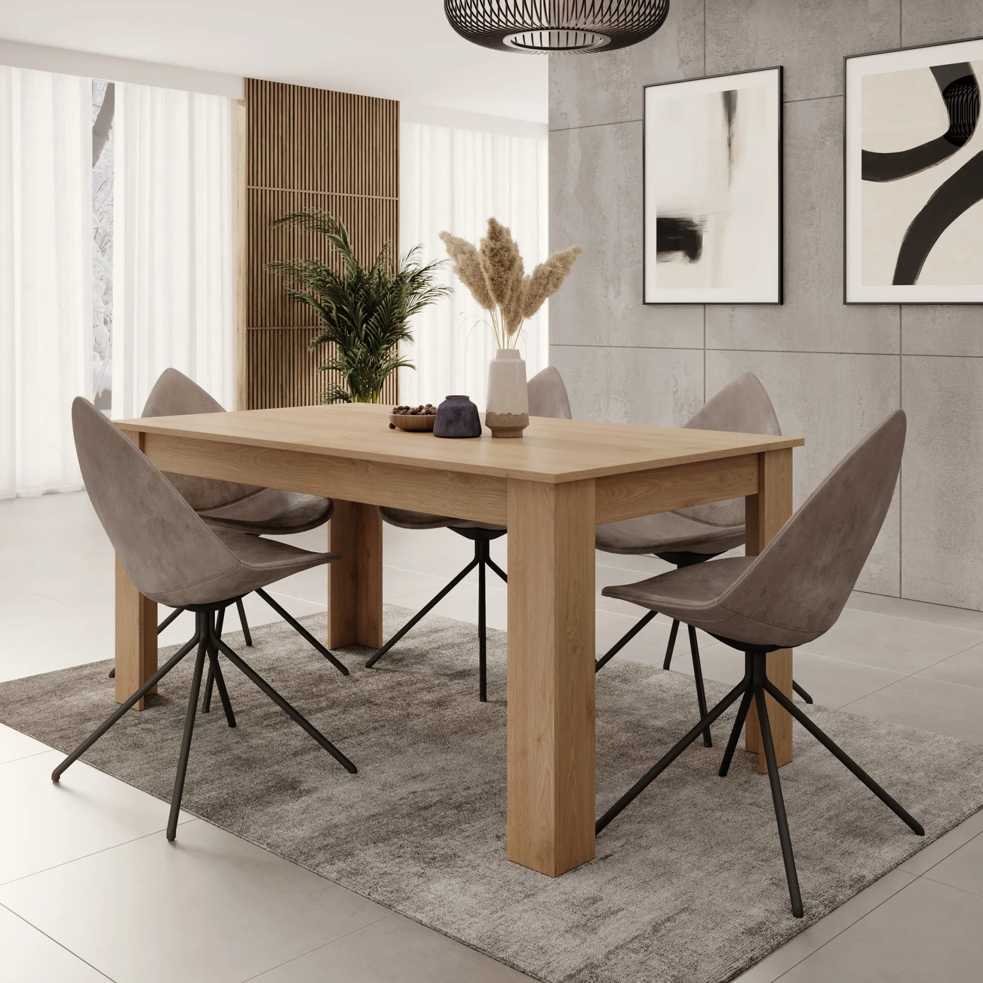 Uverta - Eetkamertafel - Licht eiken - 166x88x75 cm