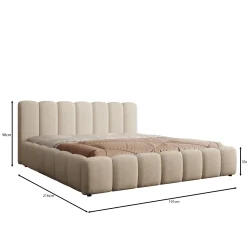 Valerio - Tweepersoonsbed - Teddystof beige - 180x200 cm